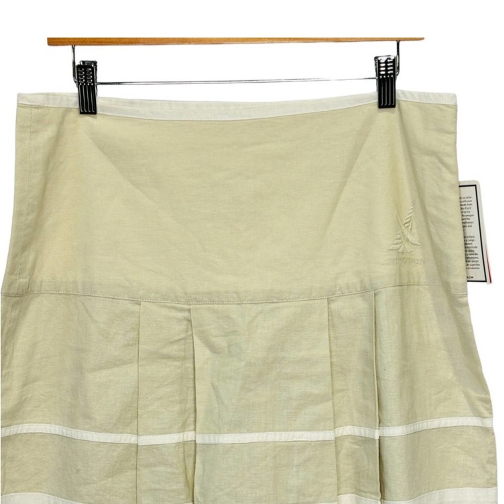 Helly Hansen NWT Beige Boston Linen/Cotton Blend A-Line Pleated Mini Skirt: 3155 - Picture 2 of 7